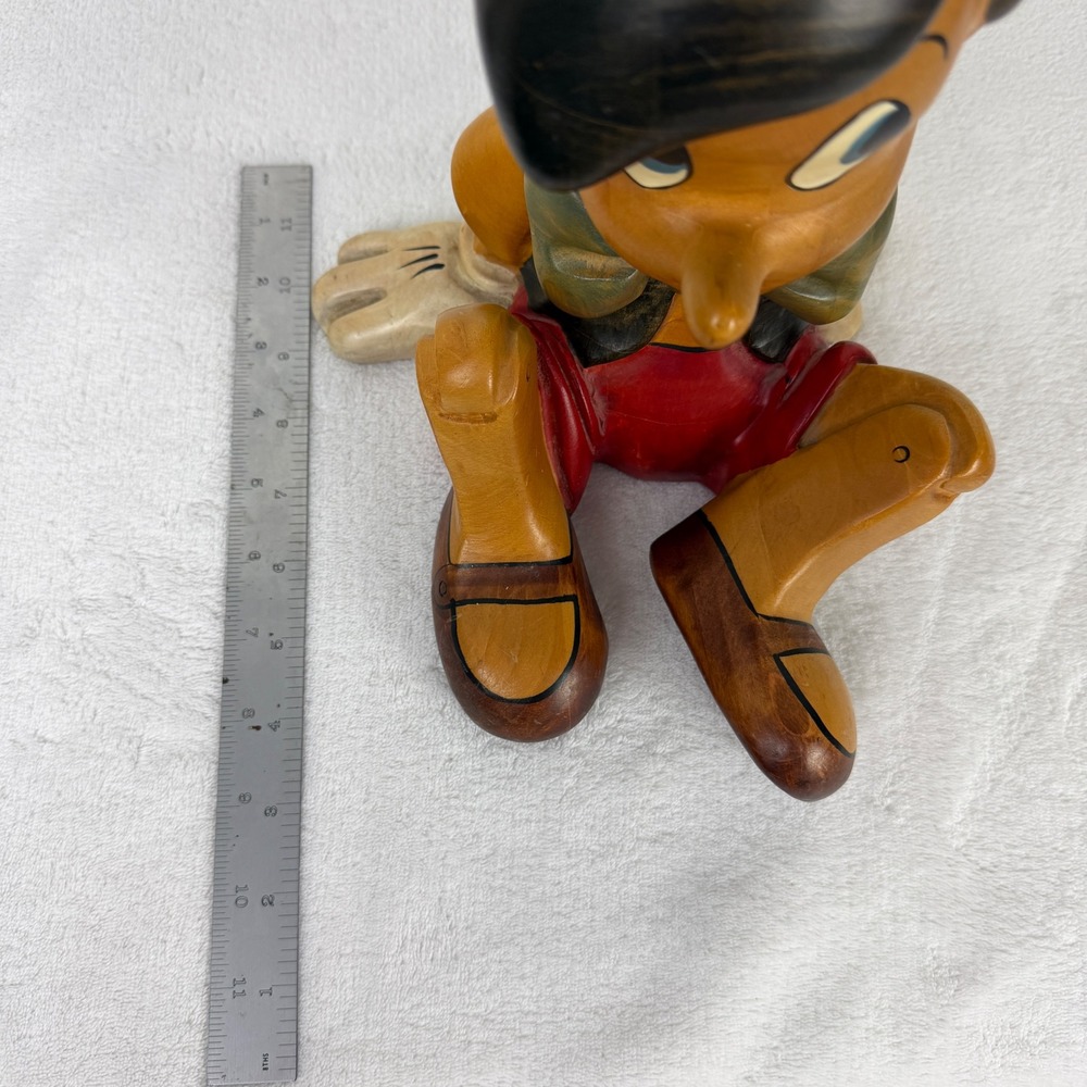 Vintage Walt Disney Productions Pinocchio Figurine Faux Wood Grain 11 Inch USA - Picture 10 of 12